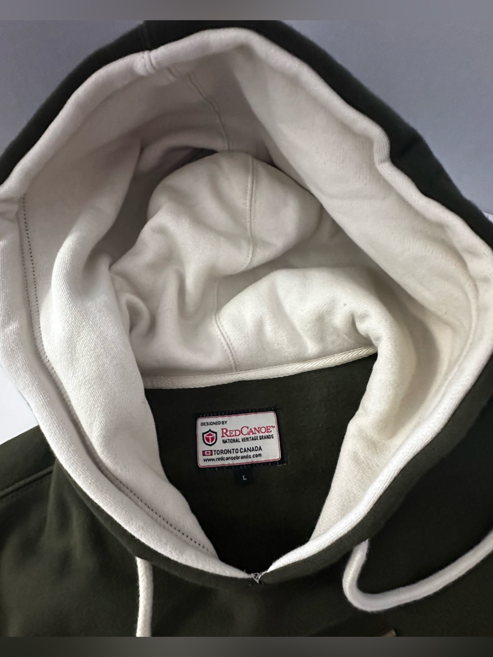 Red Canoe x Land Rover Heritage Pullover Hoodie Bronze Green Large NWT - Picture 4 of 13